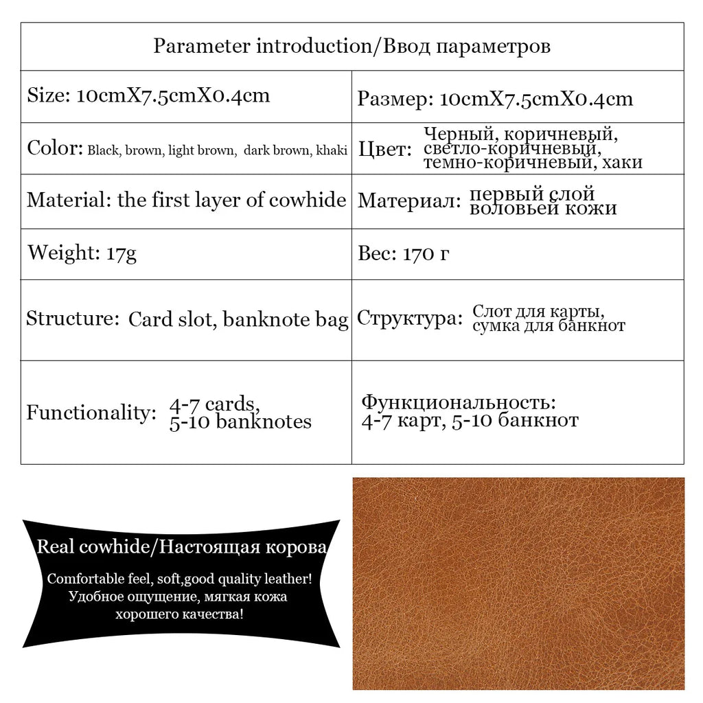 New Genuine Leather Card Holder Oil Wax Leather Multi-Card Small Retro Cowhide Coin Purse Men/Women Luxury Card Holder