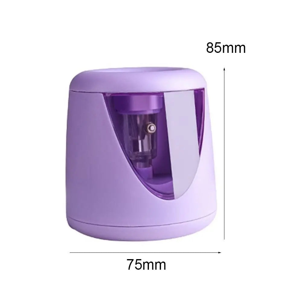 Cartoon with Decorative Sticker Switch Automatic Electric Pencil Sharpener Creative Stationery Mechanical Tool