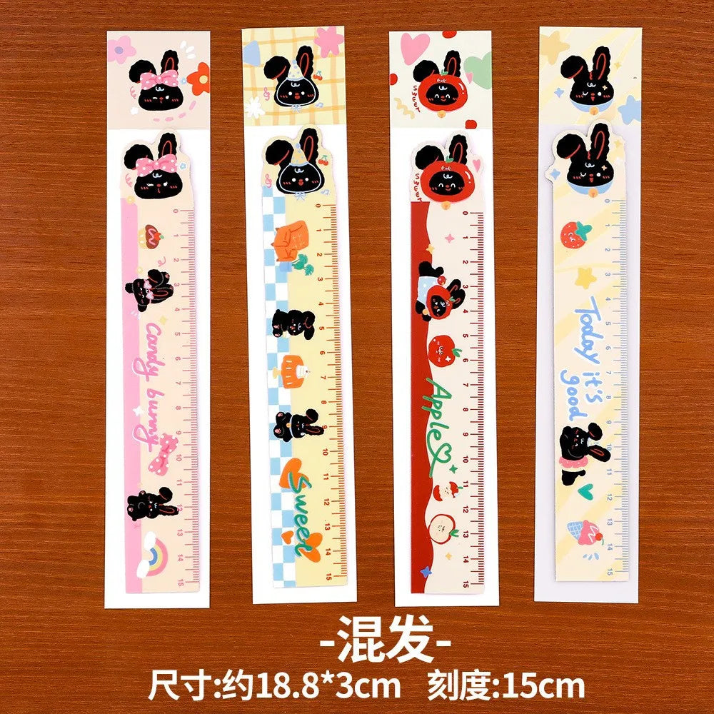 Cute Panda Magnetic Bookmark Ruler Student Creative Flexible Ruler 15cm Cartoon Rabbit Bear Capybara Magnetic Straight Ruler
