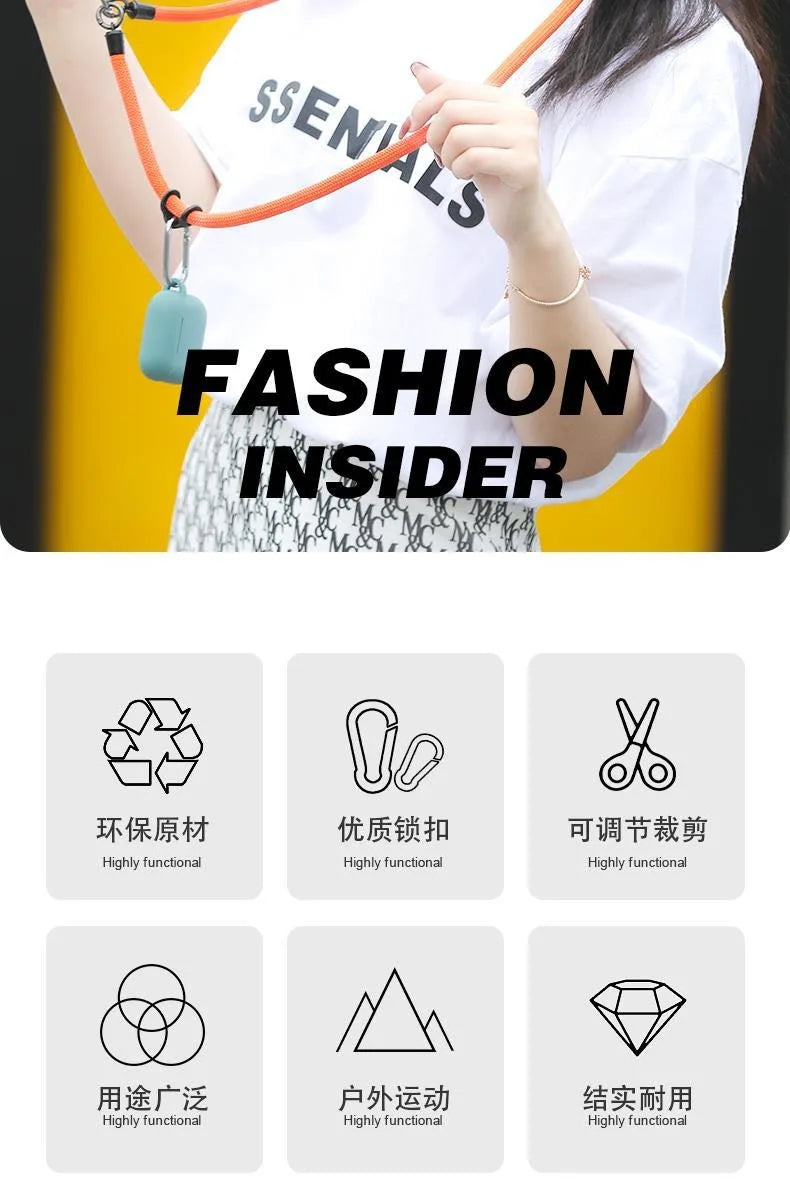 Adjustable Phone Lanyard Detachable Neck Cord Universal Crossbody Strap for Mobile Phone Case Lanyards Thickness 8mm