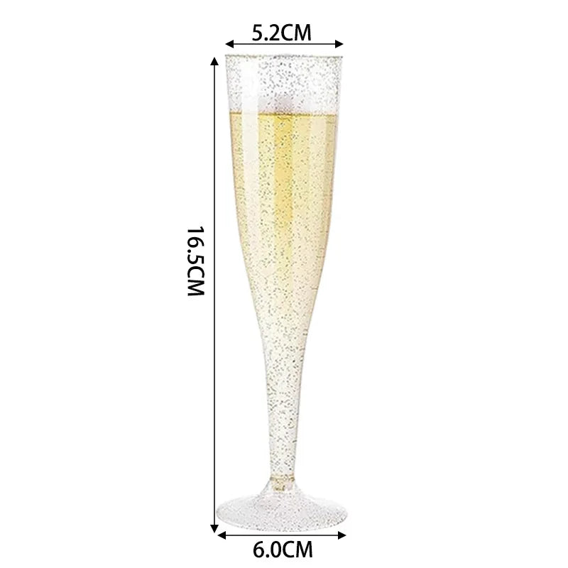100pcs 5oz Disposable Cups Sparkling Champagne Bar Cups Plastic Champagne Flutes Clear Toasting Glasses for Weddings Party