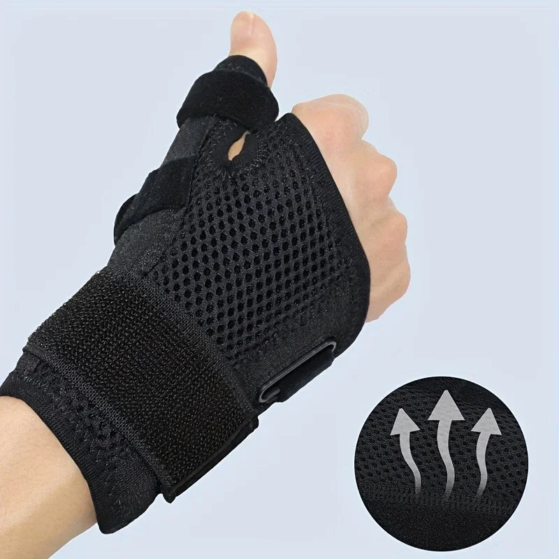1 Adjustable Thumb & Wrist Support Brace – Ergonomic Design, Straps Included, Breathable Fabric for Sports
