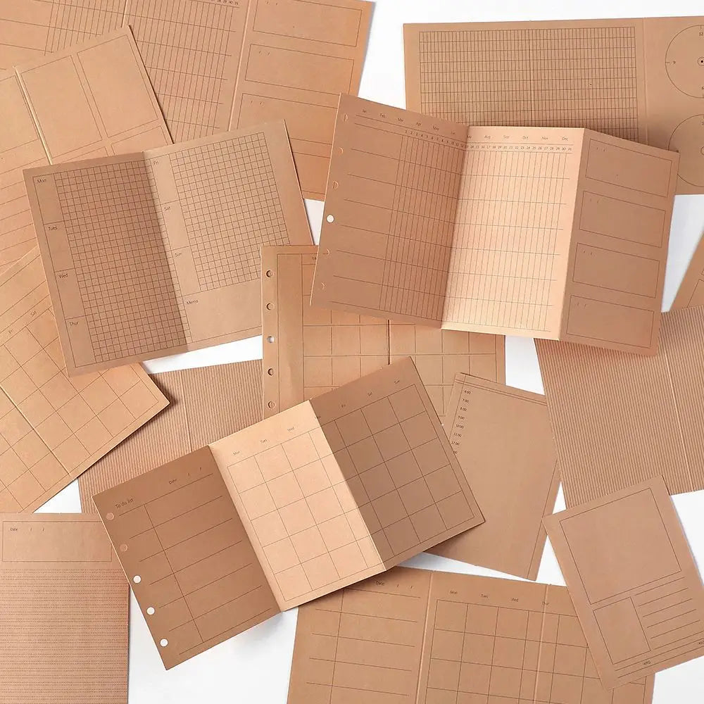 A7M5 Two Size 20Sheets Loose Leaf Inner Page Notebook Refill Spiral Weekly Monthly To Do Inside Paper Stationery