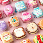 4 Pcs Mini Cute Cartoon Memo Pad Game Console Vegetable Bread Shape Sticky Note Portable Message Book Pendant Book