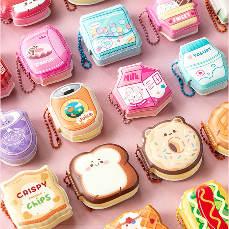 4 Pcs Mini Cute Cartoon Memo Pad Game Console Vegetable Bread Shape Sticky Note Portable Message Book Pendant Book
