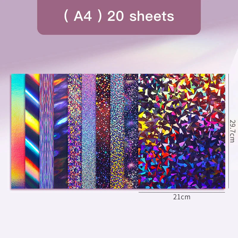 60/20 Multicolored Sheets Square Origami Paper Toner Reactive Foil Folding Paper Laser Shining Papers Craft Scrapbooking Decor