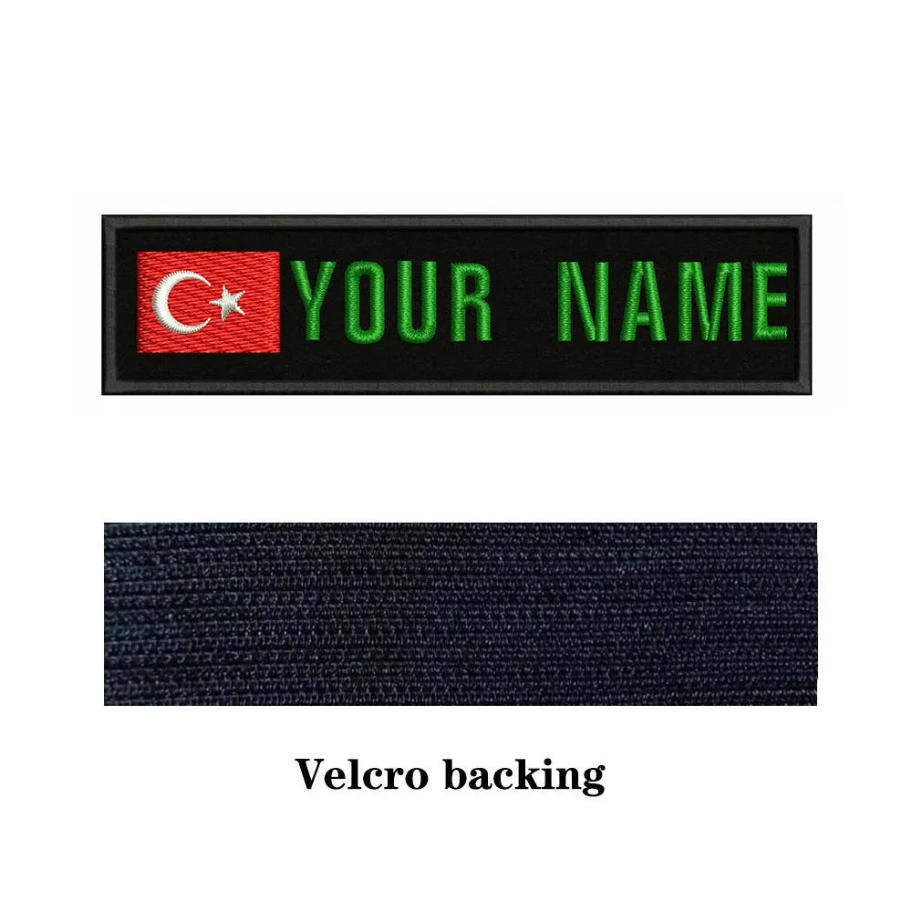 Turkish Flag Turkey 10X2.5cm Embroidery Custom Name Text Patch Stripes Badge Iron On Or  Patches