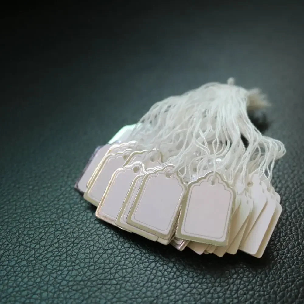 100PCS Round Rectangle Card Paper Gold/Silver Edge Hanging Tags Display Tool Jewellery Hangtags Jewelry Price Labels Accessories