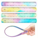 Flexible Colorful Ruler Tape Measure Bendable Soft Plastic Shatterproof Straight Edge Ruler For Classroom School Office Supplier