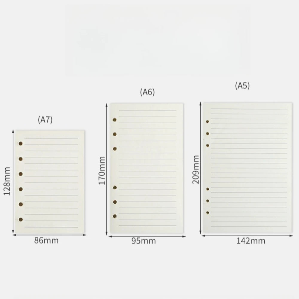 6-Hole A5 A6 A7 Notebook Refill 45 Sheets Lined Blank Dotted Grid Dowling Paper for Binder Journal Planner