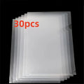 10pcs A4 Transparent L-Shaped File Folders - Waterproof and Durable PP Document Bags for Office Organization and Reusable