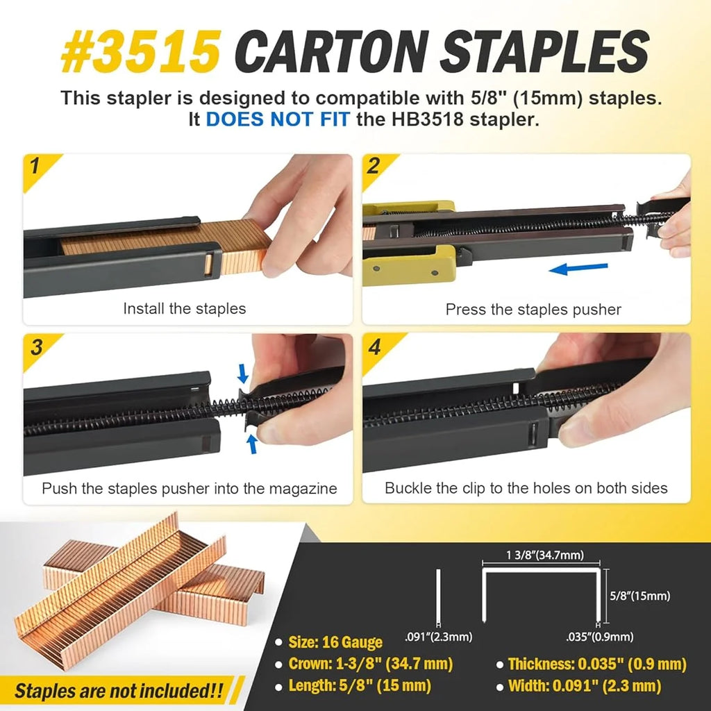 Manual Carton Closing Stapler HB3515 HB3518 Top Carton Stapler Gun for Closing Corrugated Boxes