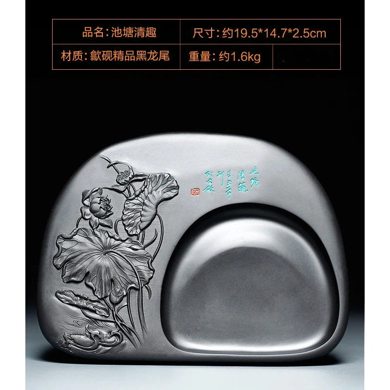 Exquisite Traditional Portable Lightweight Calligraphy Inkstones Huizhou Ink Slabs Perfect for Brush Writing Students Inkstone
