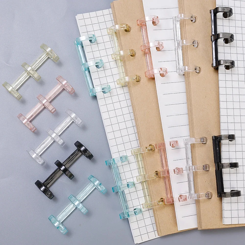 Loose Leaf Binders 5 Colors 3-hole Book Rings Translucent Binding Spines Combs Snap Split for DIY Diary Scrapbook School Supply
