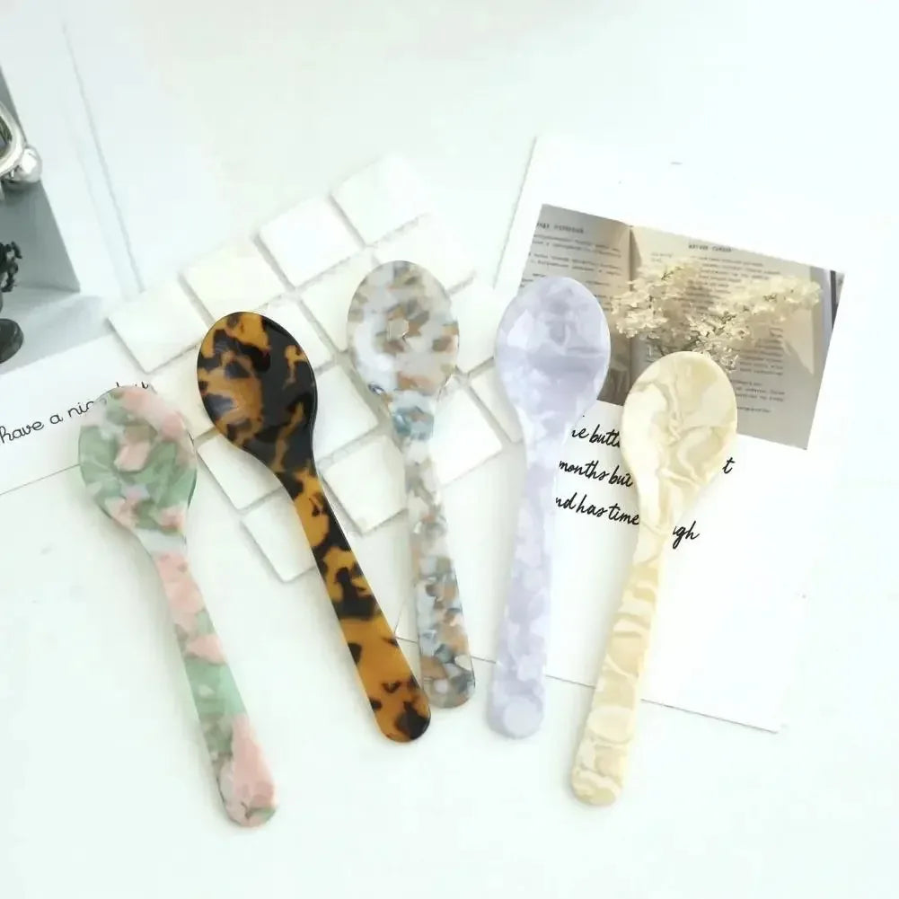 Acrylic Ice Cream Spoon Unbreakable Unique Pattern Tableware Spoon Cake Ice Cream Spoon Butter Cutter