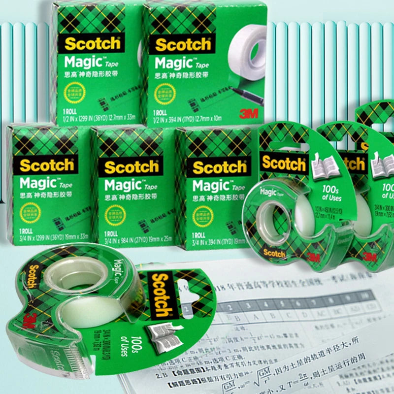 3M 810 Invisible Tape with Dispenser Test Tape Copy No Trace Easy To Tear Off Surface Writing Student Mistakes Tape Home Office