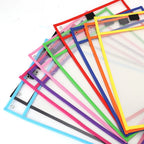 Reusable File Dry Erasable Pockets with Erasable Pen Kids Transparent  Pocket A4 Letter Hanging PET File for Teaching Supplies