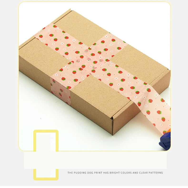 1pc 4.5cm X 100meters Strawberry Packing Adhesive Tape for Packaging Shipping Warp Sealing Plastic Tape Wholesale Supplies