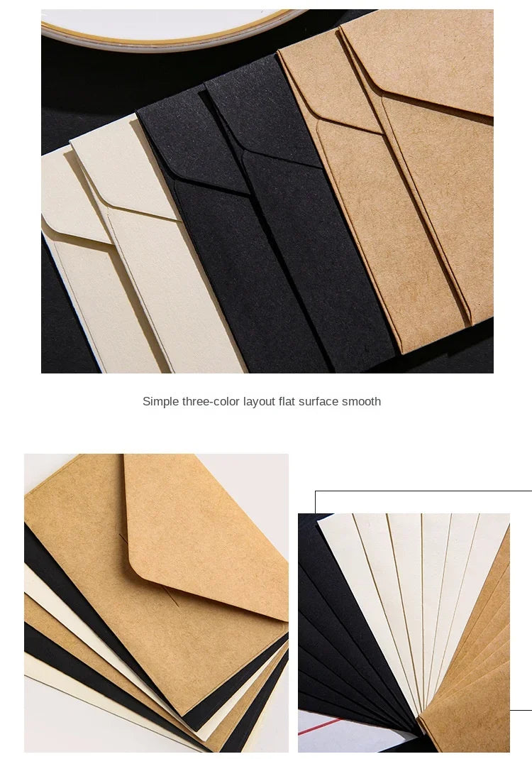 20/40/80PCS Classical White Black Kraft Blank Mini Paper Window Envelopes Wedding Invitation Envelope Gift Envelope