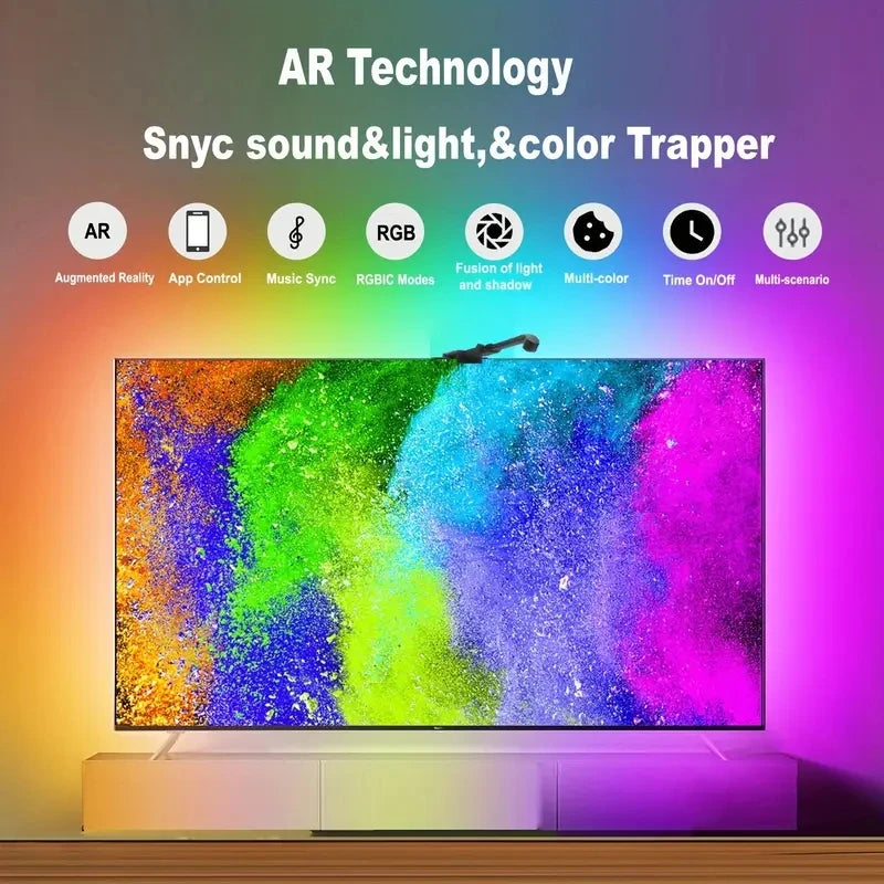 Tv Ambient Backlight 5V Usb Rgbic Led Light Strip With Camera 3.8M 5M App Smart Lighting Screen Color Synchronization Game Lamp