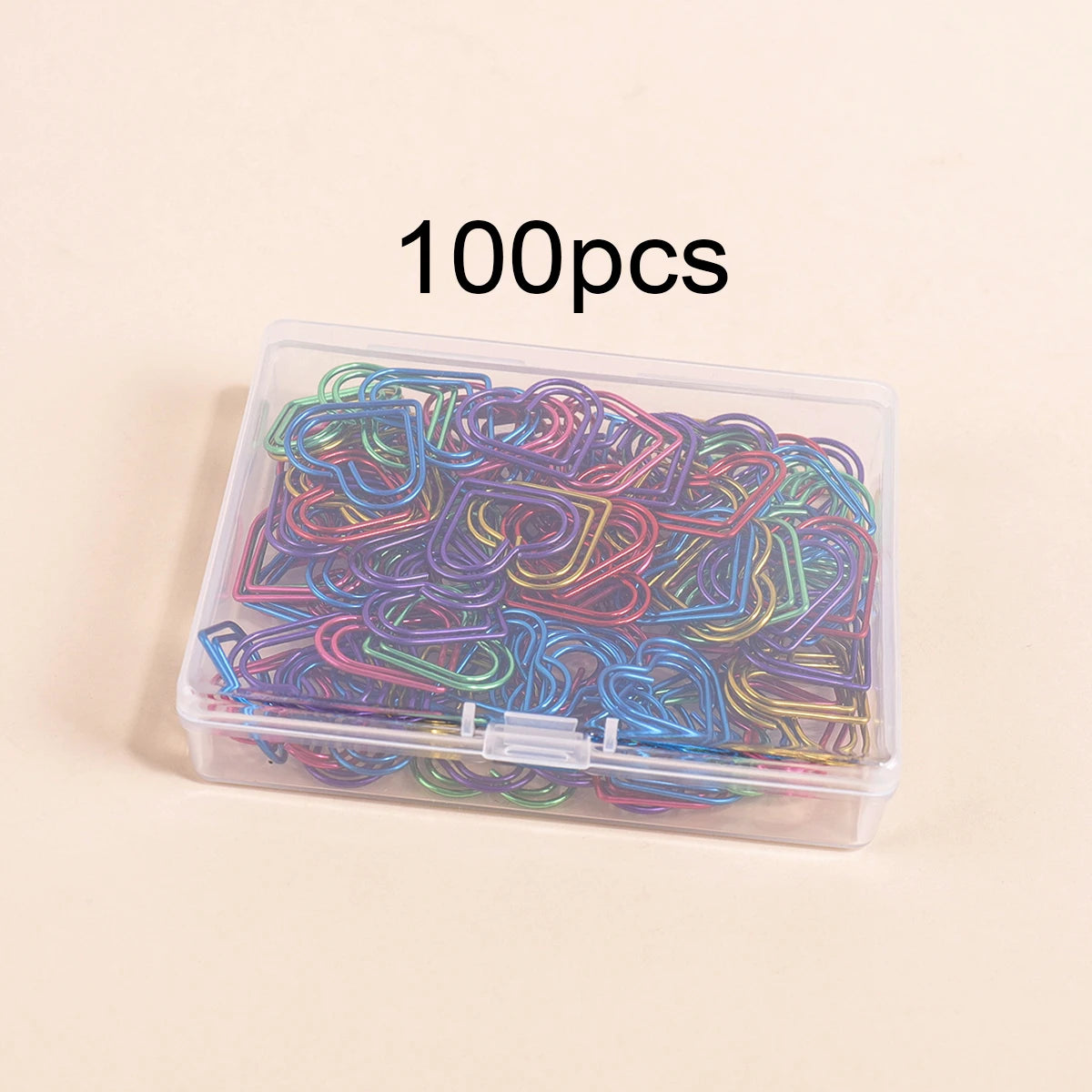 100 Heart-Shaped Metal Colorful Paper Clips, Note Card Bookmark Clips, Creative Office Supplies, Stationery Gifts for Friends