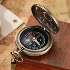 Multifunctional Pocket Watch Flip Open Survival Compass for Men Retro Hollow Out Pocket Watch Compass With Clasp Chain