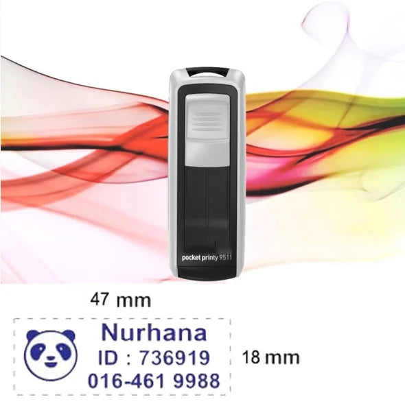 Free Custom Self Inking Engraving Pocket Stamp with Your Signature Design Text, Logo, Drawing