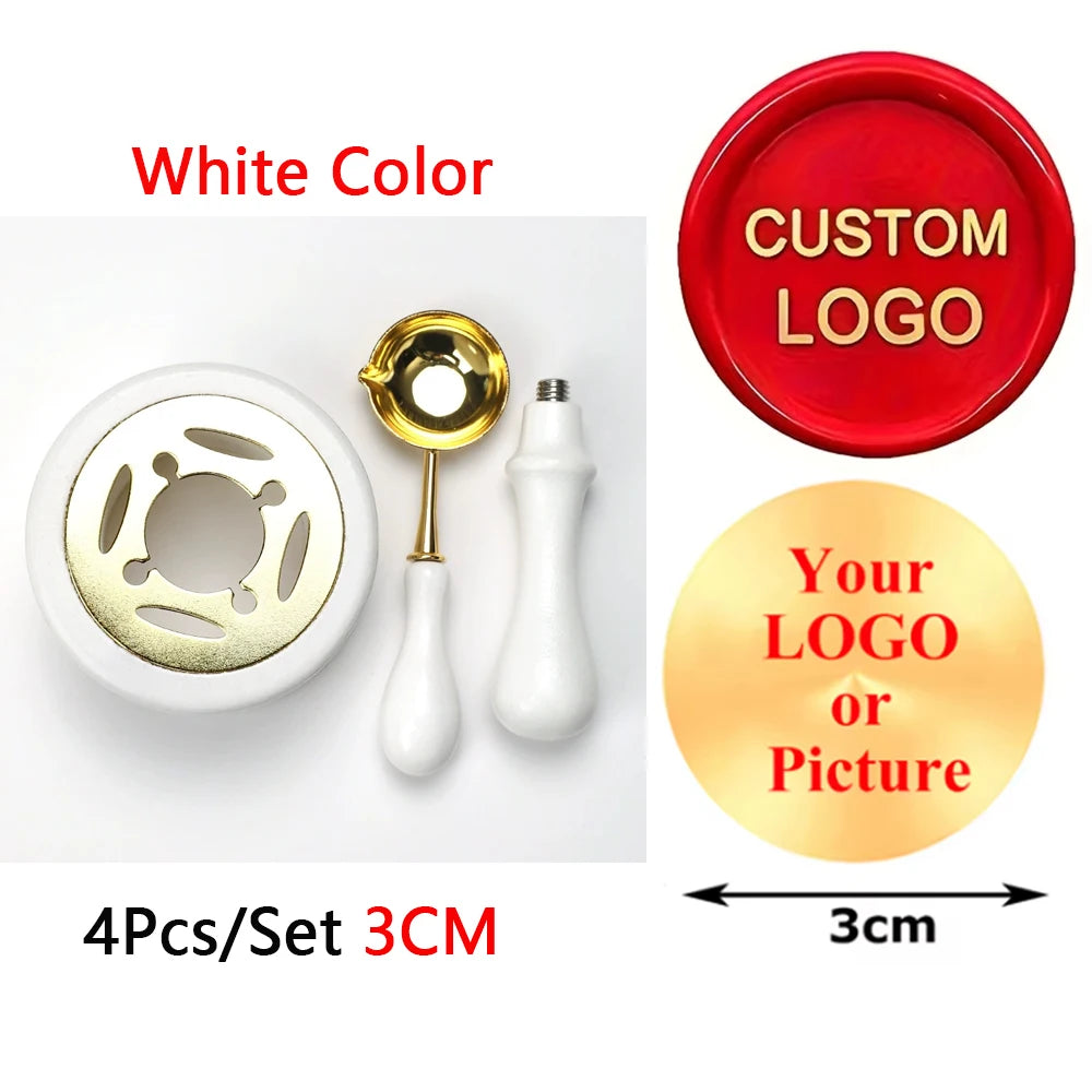Custom Wax Seal Stamp Kit Personalized Image/LOGO Customized Wax Sealing Stamp with Melting Spoon set for Wedding Invitation Wax