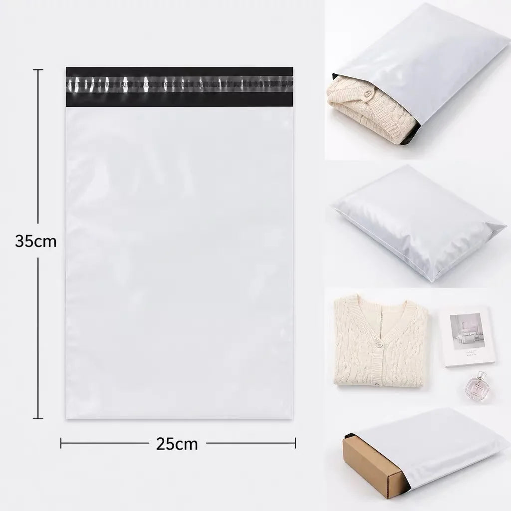 50Pcs White Courier Mailer Bags Packaging Poly Package Plastic Self-Adhesive Mailing Express Bag Envelope Postal Pouch Mailing