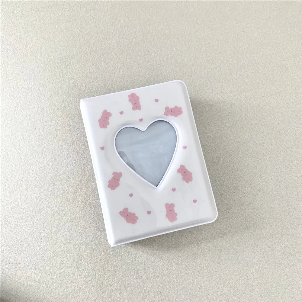 Cute Bear Photo Album 3 Inch Love Heart Hollow Picture Storage Case Kpop Card Binder Name Card Book Photocard Holder 36 Pockets