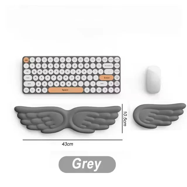 Keyboard Mouse Wrist Rest Angel Wing Memory Foam Mouse Pad Set Wrist Support Ergonomic Non-Slip for Computer Laptop Easy Typing