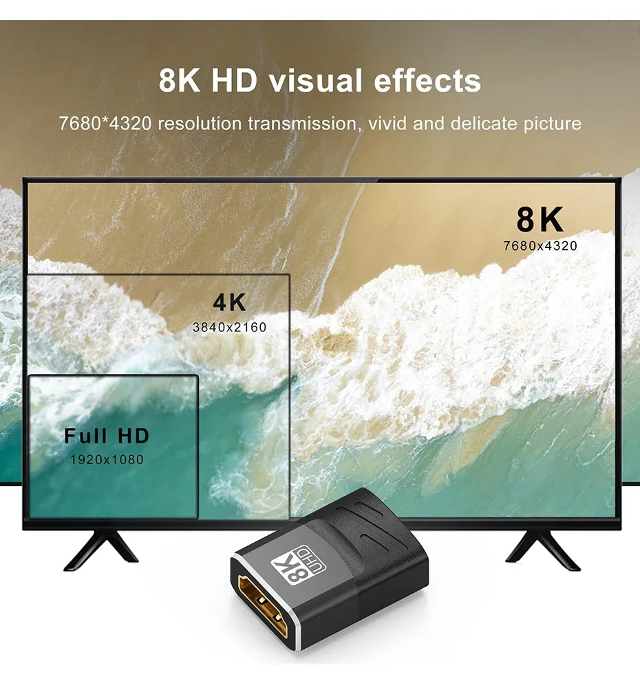 HDMI Extender 8K 60Hz 4K 120Hz Female to Female Connector HDMI 2.1 Cable Extension Converter HDMI-Compatible Adapter Coupler