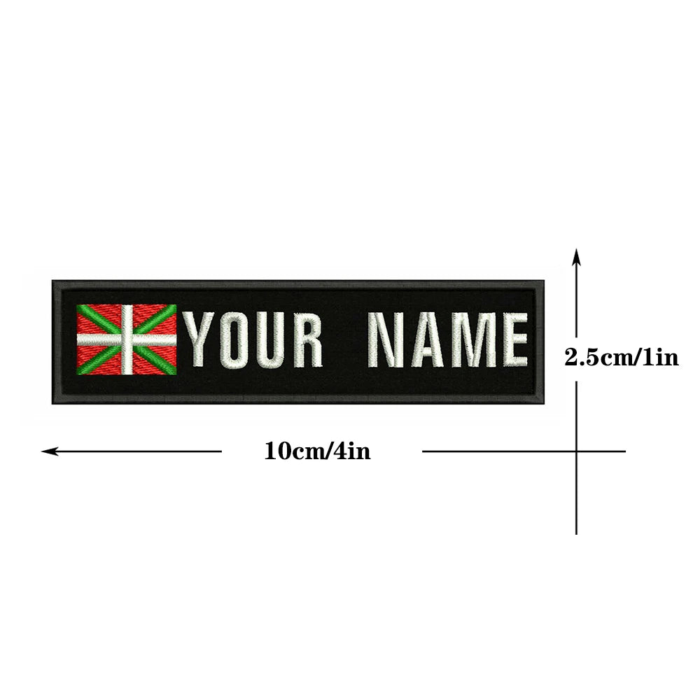 Basque Flag 10X2.5cm Embroidery Custom Name Text Patch Stripes Badge Iron On Or  Patches