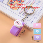 1-3sets Portable Cartoon Animal Mini Trumpet Stapler Paper Binder Stationery Staples Office Binding Tool School Kawaii Supplies