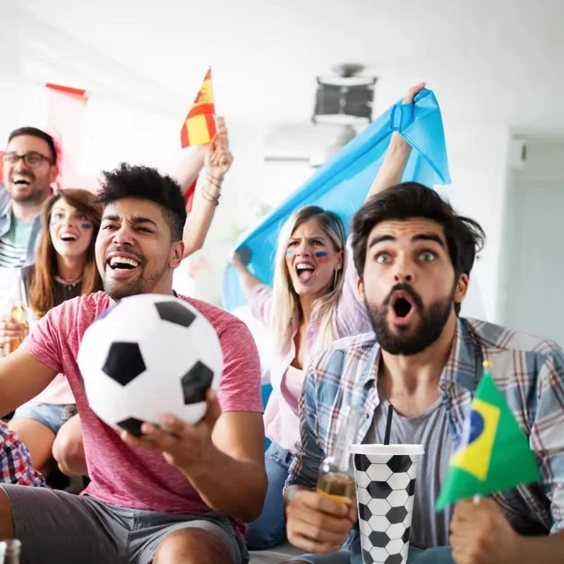 6/12pcs Reusable Plastic Soccer Cups with Lid Straws Kids Football Party Favors Sports Themed Birthday Decoration Supplies Gifts