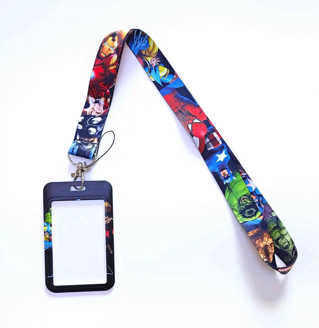 Marvel The Avengers PVC Card Cover Student Campus Hanging Neck Bag Card Holder Lanyard ID Card Holders key chain