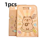 Vertical Accordion File Folder with Capybara Cartoon Print, Large Capacity for Test Papers, Student Tote Bag with Handle