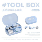 1 Cute Gift Stapler Set White/Blue Children's Novel Handicraft Tool Set Small Home Office Stationery  Children's Travel Bag