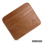 New Thin Genuine Leather Mini Wallet Slim Bank Credit Card Holder Men's Business Small ID Case for Man Purse 6 Slots Cardholder