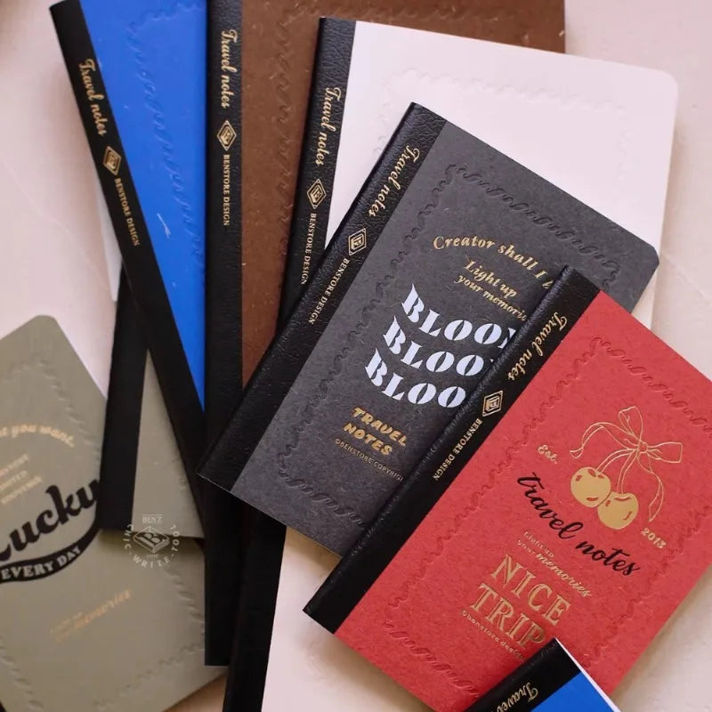 Fromthenon Travel Notebook Refill Vintage Embossed Gold Foil Cover Blank Grid Inner Pages for Retro Travel Journal Planner