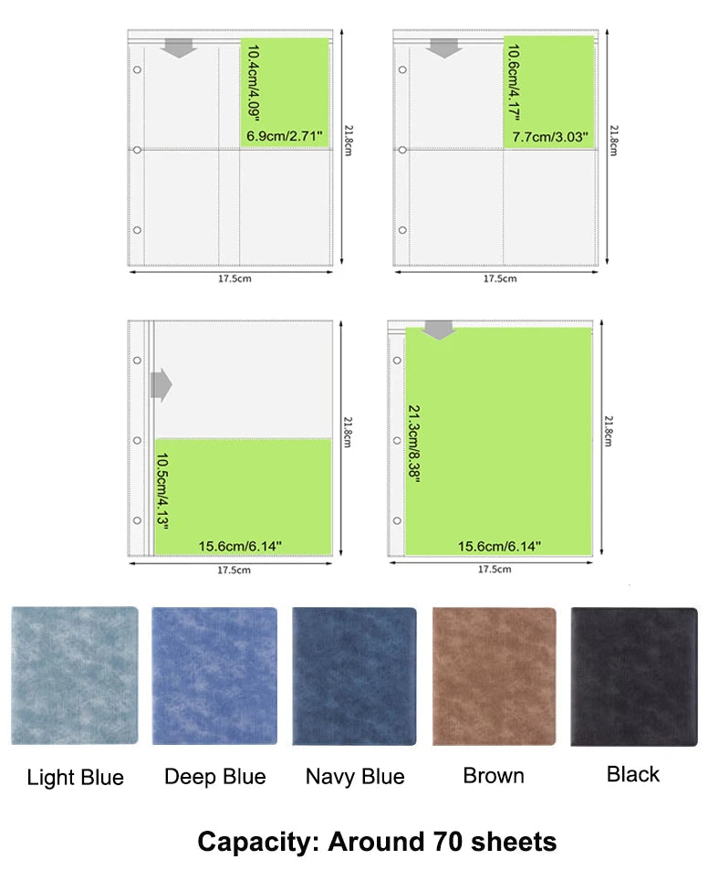 A5 3 Ring PU Leather Binder Kpop Photo Album Refill Pocket 1/2/4/6 3 Inch Photocard Sleeves PVC Free Postcard Collect Book Retro