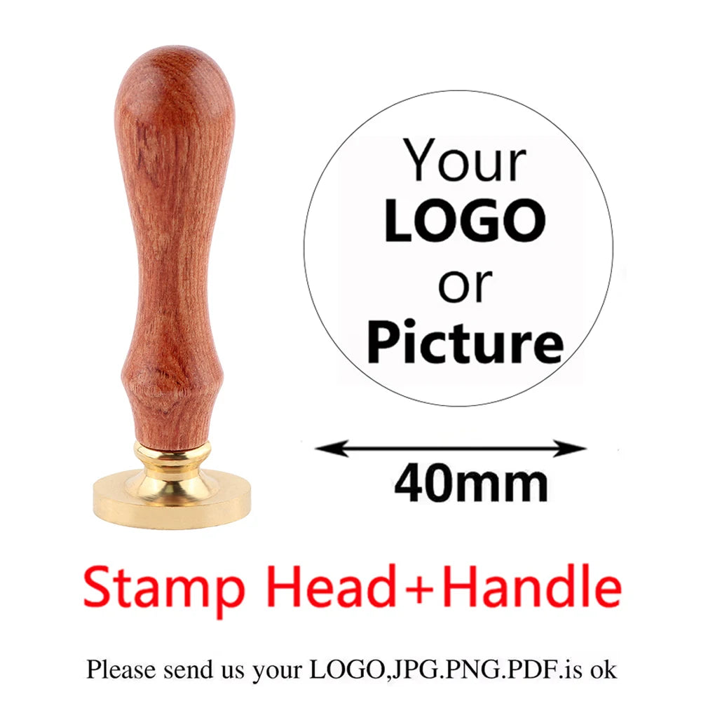 Custom Brass Wax Seal Stamp Personalized LOGO 25/30/40/50mm Round/Square Wax Sealing Head For Wedding Invitation Card Decor Seal
