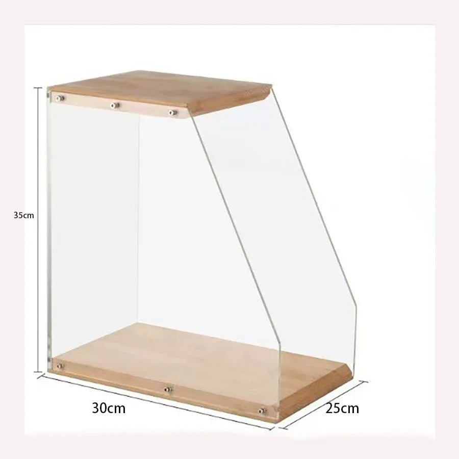 Solid Wood Record Rack Desktop Decoration Transparent Vinyl Record Display Stand Tape and Book Storage Box Solid Wood Storage Sh