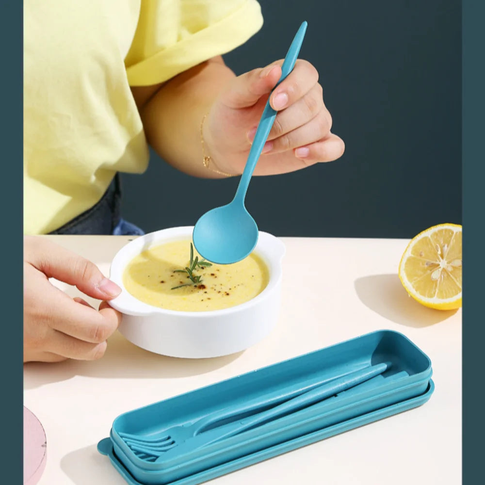 New Wheat straw Wheat Straw Dinnerware Set Eco-Friendly Portable Utensil Box Tableware Cutlery Set Travel