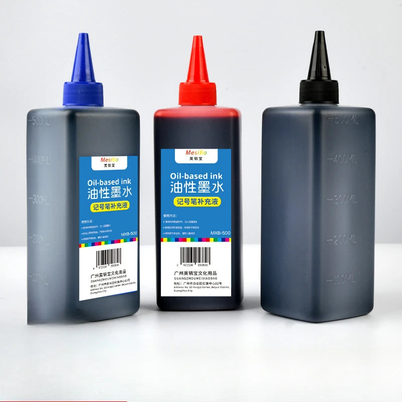 500ml Large Capacity Bottled Marker Ink Waterproof Quick Drying Oil-based Marker Refill Liquid School Supplies