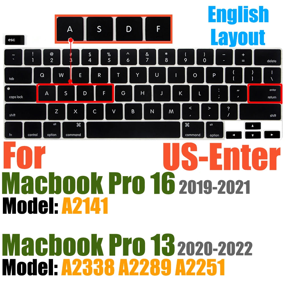 Compatible with MacBook Pro 13 Keyboard Cover A2289/A2338/A2251&MacBook Pro 16 Keyboard Cover A2141 Thin Protector for Touch Bar