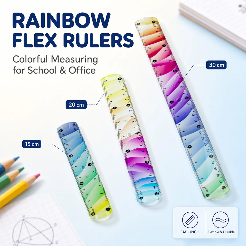 15cm, 20cm, and 30cm Soft Ruler Set - Clear Scale for Accurate Measurement - Flexible Measuring Tool for Crafts, Drawing