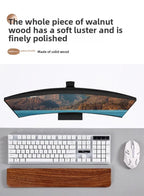 Solid Wood Keyboard Wrist Rest for 87 Key Mechanical Keyboard, Ergonomic Wooden Palm Rest with Non Slip Base