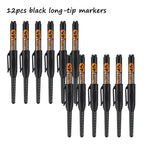 12Pcs Multi-Purpose 45mm Deep Drill Hole Long Nib Waterproof Marker Pens for Bathroom Woodworking Long Head Carpenter Pen White