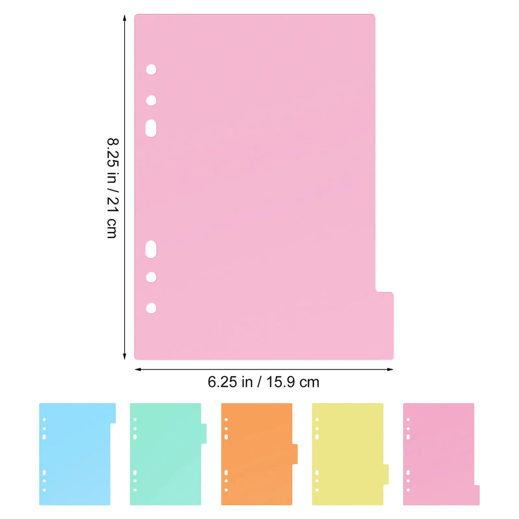 10Pcs Translucent PP Binder Dividers with Raised Label Tabs for A5 6-Hole Notebook Indexing Classroom Office Home Study